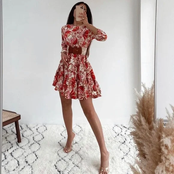 strapless open back dress Red Asymmetrical Tunic with Black Pants Red / US 4